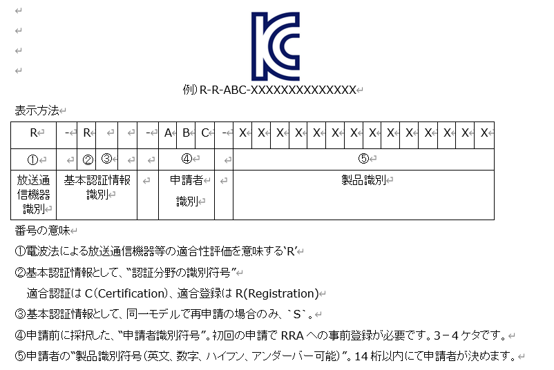 KCマーク表示方法